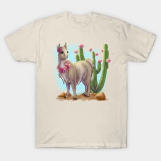 Flower Cactus Llama T-Shirt